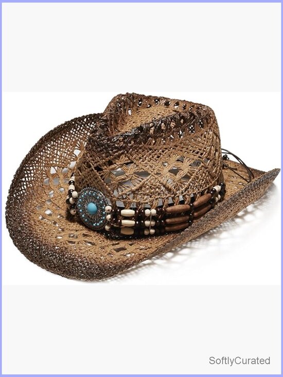 Wide brim raffia sun hat with decorative band unisex